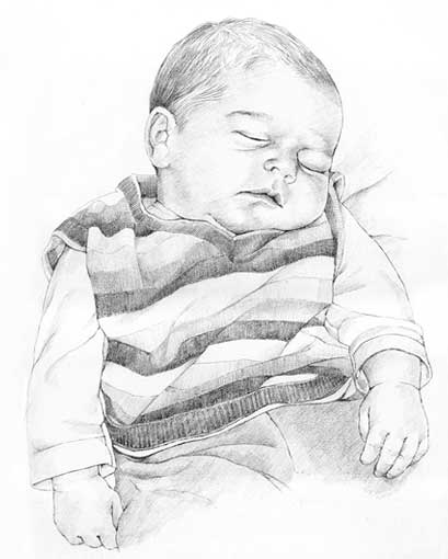 409x510 Baby Pencil Portrait Drawing