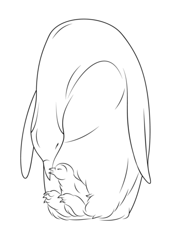 345x480 Baby Penguin With Mother Coloring Page Free Printable Coloring Pages