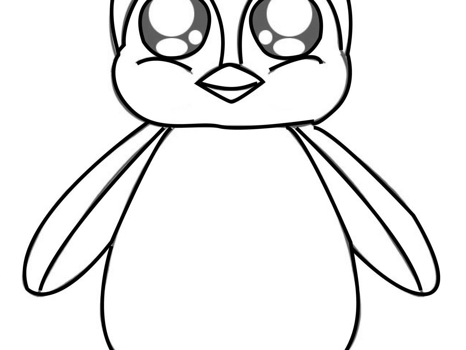 1600x1200 Penguins Coloring Pages Cute Baby Happy Sensational Penguin Page