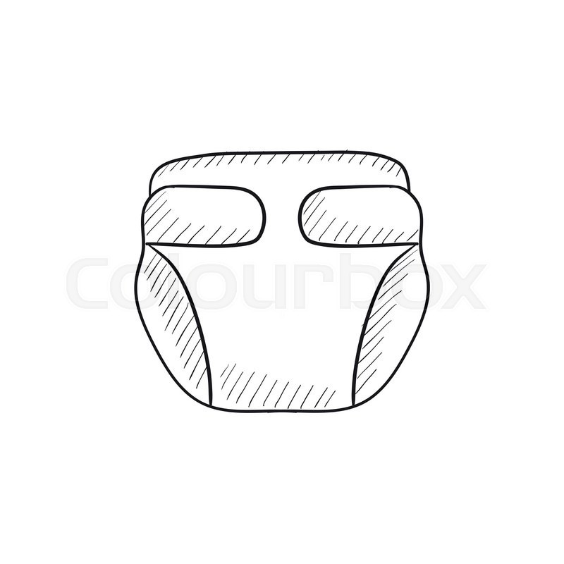 800x800 Baby Diaper Vector Sketch Icon Isolated On Background. Hand Drawn