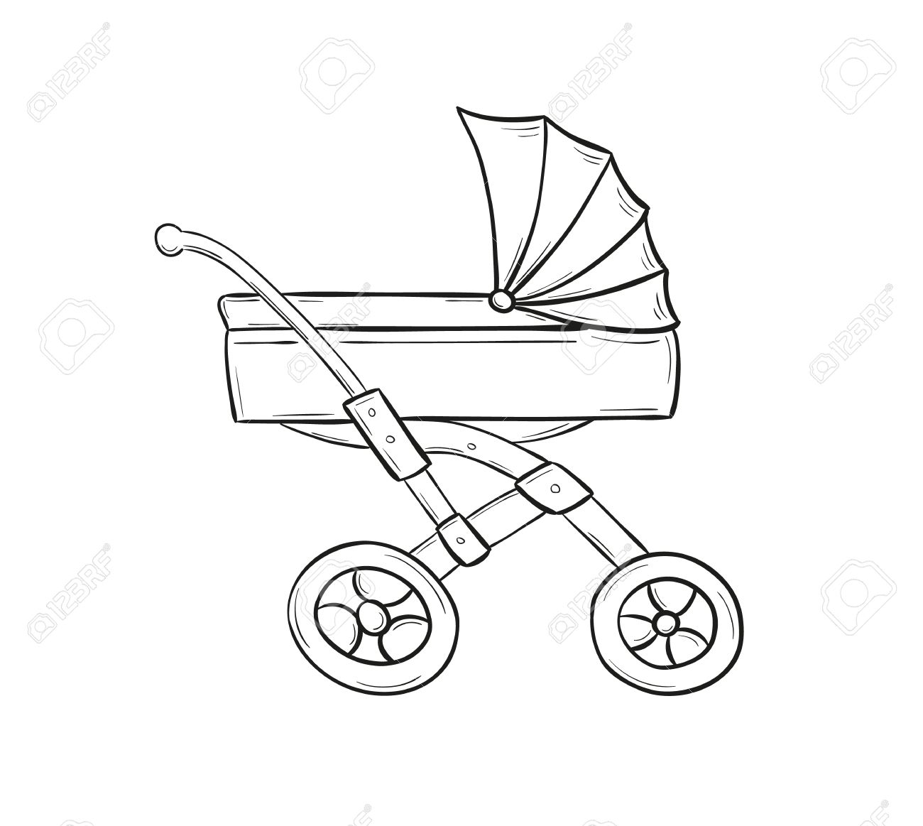 1300x1163 Sketch Of Stroller For Small Baby On White Royalty Free Cliparts
