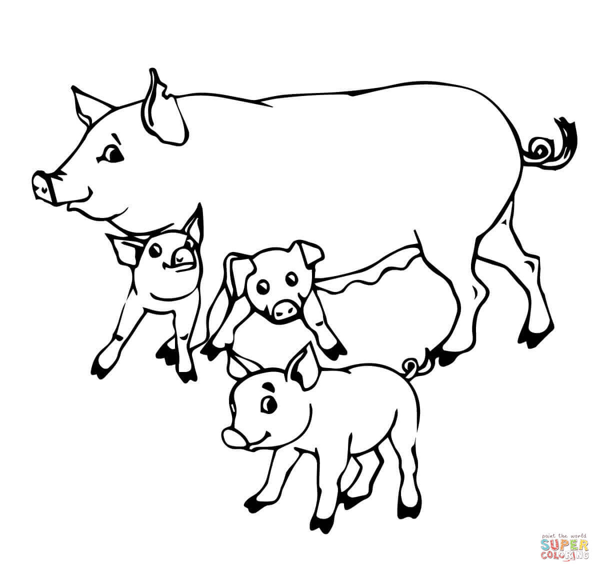1200x1144 Pig Mother And Baby Pigs Coloring Page Free Printable Coloring Pages