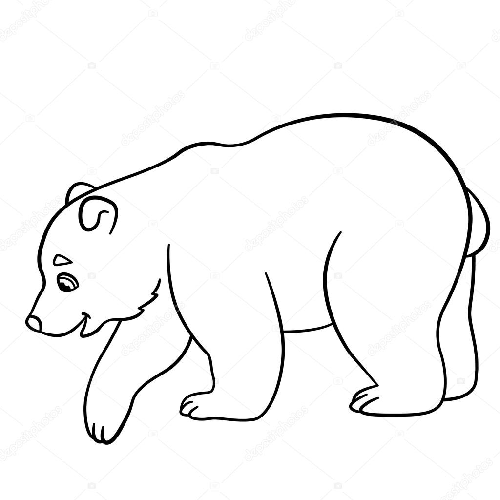 1024x1024 Coloring Pages. Little Cute Baby Polar Bear. Stock Vector Ya