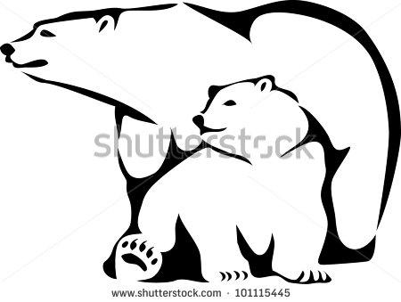 450x339 Picture Of Mothernd Her Baby Polar Bear Sitting Down In