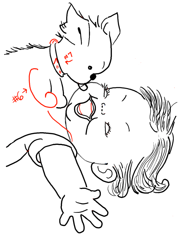 750x979 How To Draw A Cute Baby And Puppy Licking His Face Drawing