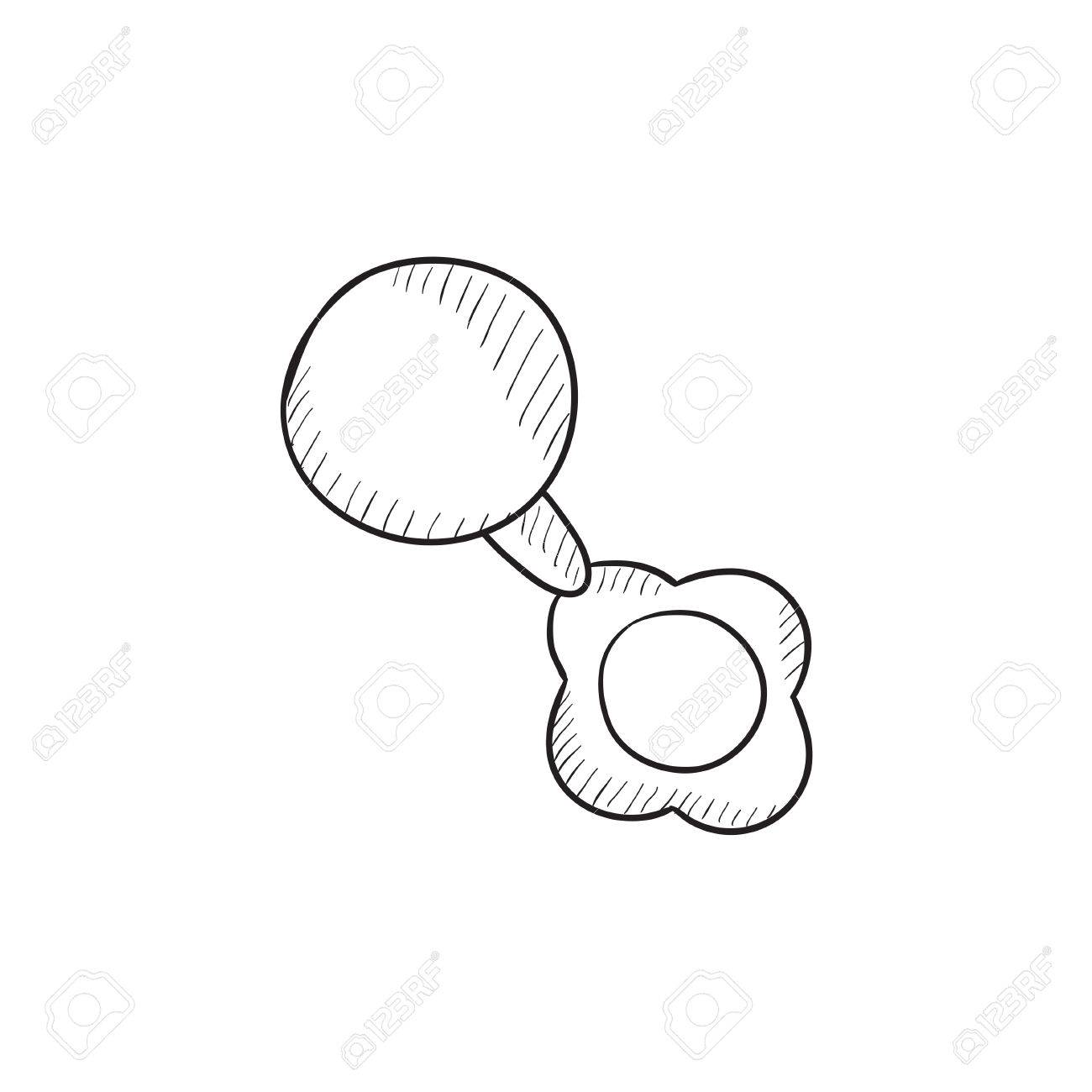 1300x1300 Baby Rattle Vector Sketch Icon Isolated On Background. Hand Drawn