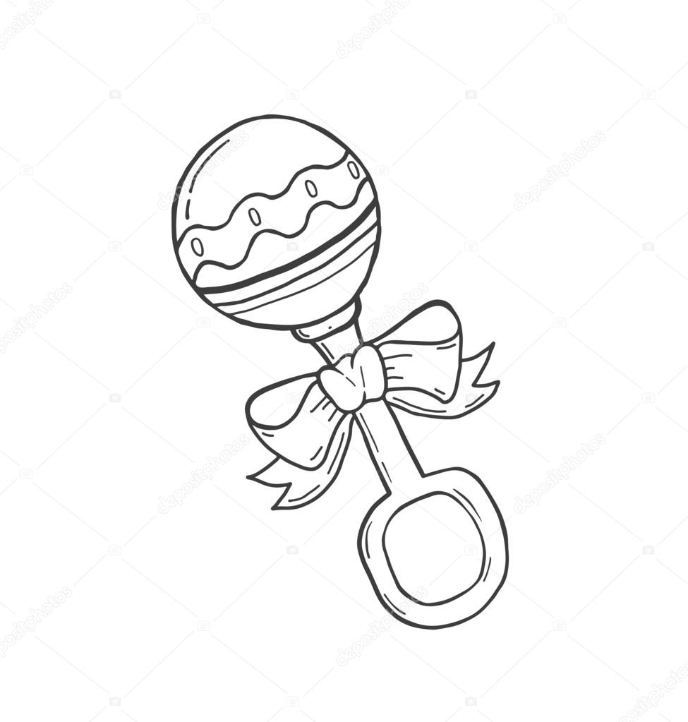975x1023 Hand Drawn Baby Rattle Stock Vector Vectorfusionart