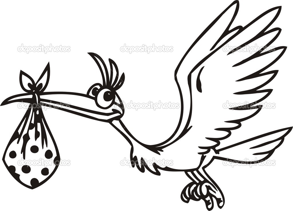 1024x740 Stork Clipart Baby Drawing