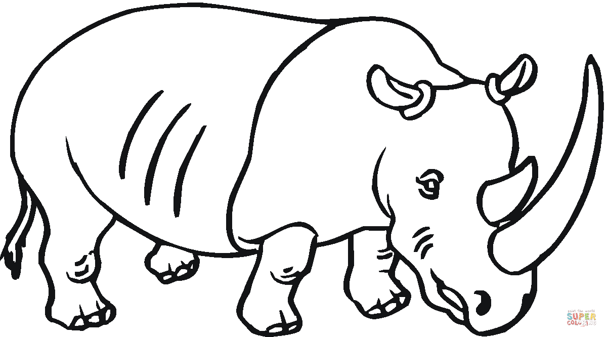 1200x666 Tested Rhino Coloring Page With Big Horn Free Printable Pages