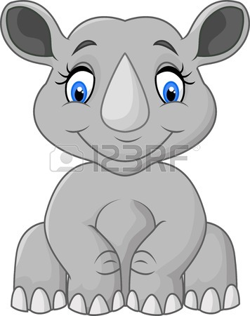 356x450 Vector Illustration Of Cartoon Baby Rhino Sitting Isolated