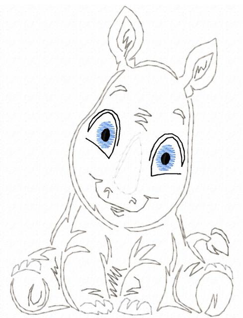 489x640 Baby Rhino Color Work Embroidery Design