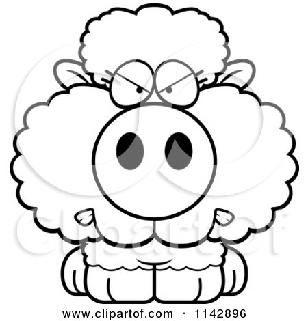 450x470 Cartoon Clipart Of A Black And White Mad Baby Sheep