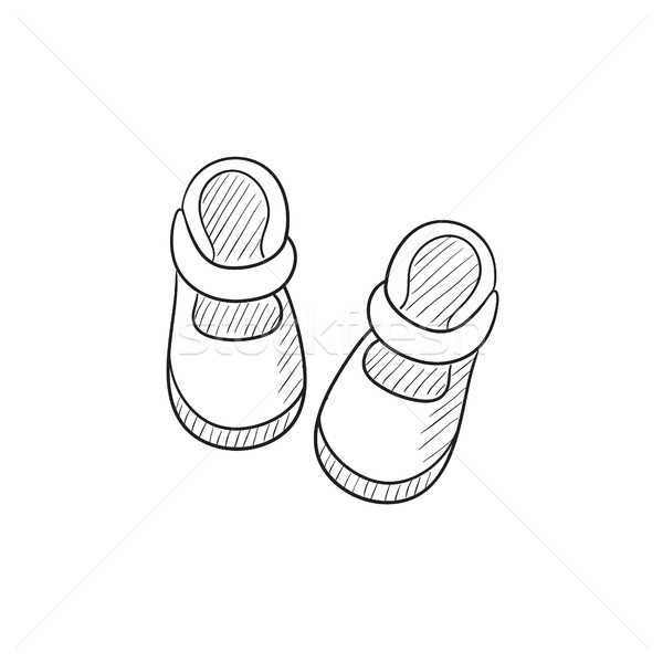 600x600 Baby Booties Sketch Icon. Vector Illustration Andrei Krauchuk