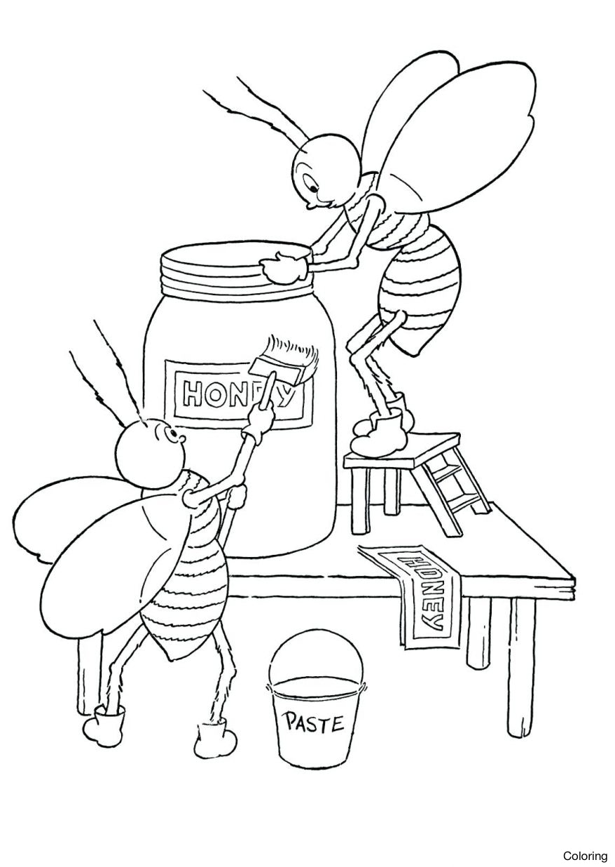 878x1236 Kids Printable Throughout Honey Bee Coloring Pages 53 Stunning