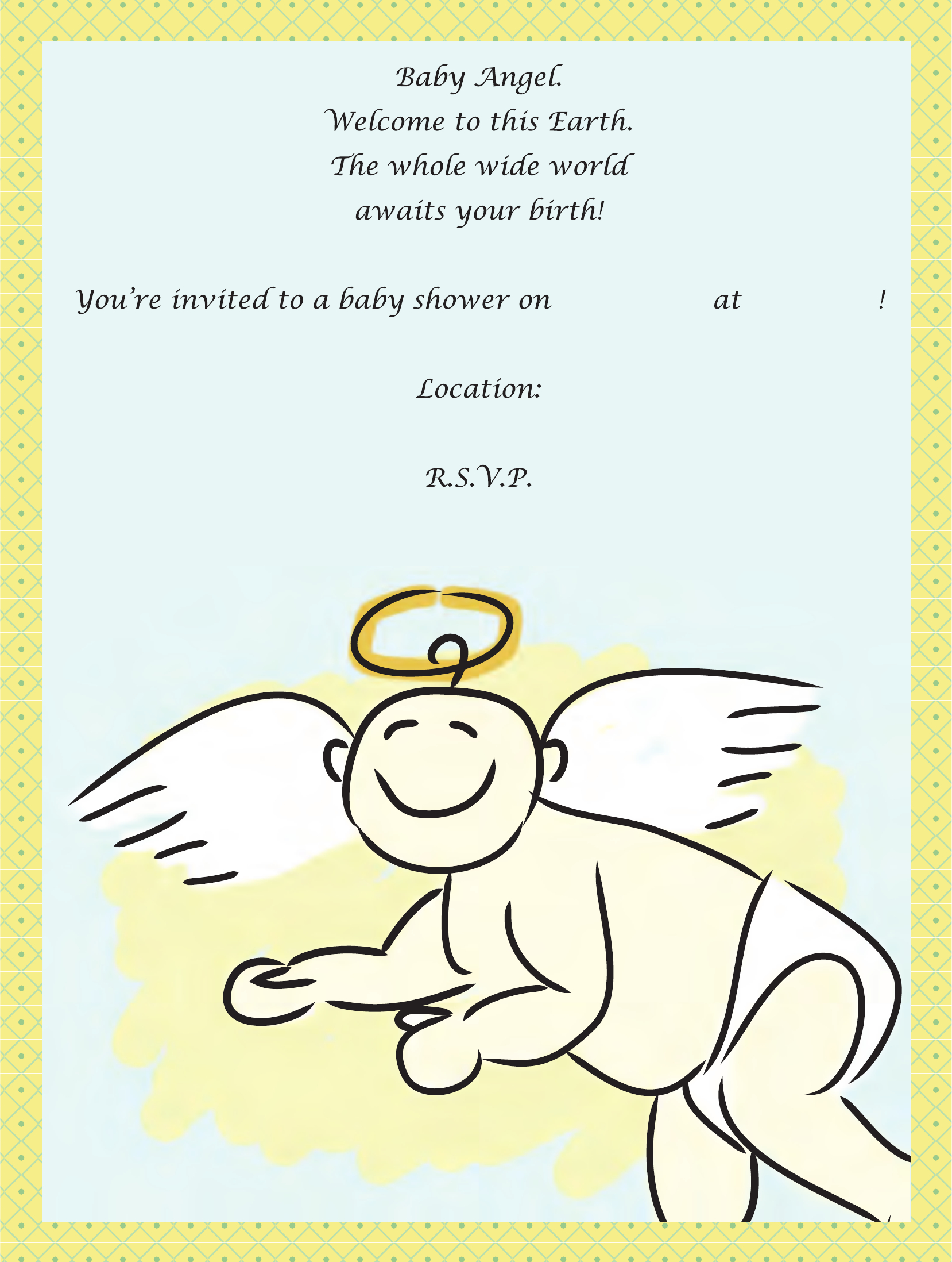 1658x2196 Baby Angel's Drawings Angel Poem Baby Shower Invitation Template