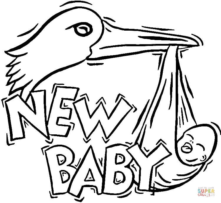 750x689 Stork Brings A New Baby Coloring Page Free Printable Coloring Pages