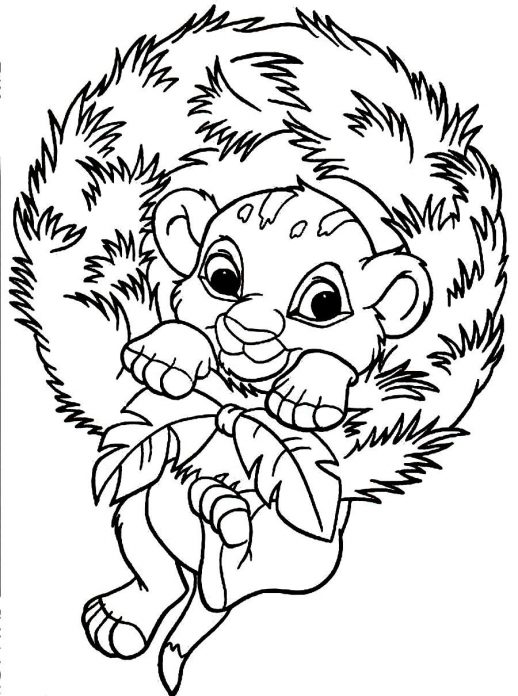 518x696 Baby Simba Wants To Celebrate The Christmas Coloring Pages