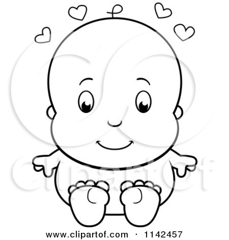 450x470 Cartoon Clipart Of A Black And White Cute Baby Sitting Naked