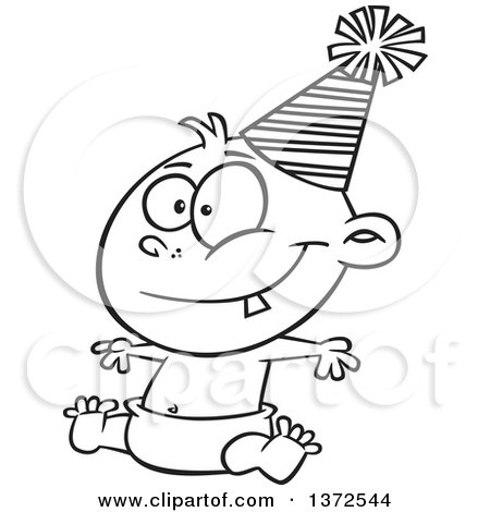 450x470 Cartoon Clipart Of A Black And White Happy New Year Baby Sitting