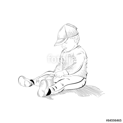 500x500 Sketch Of Baby Boy, Baby Girl, Kid, Child, Toddler, Infant In Ha