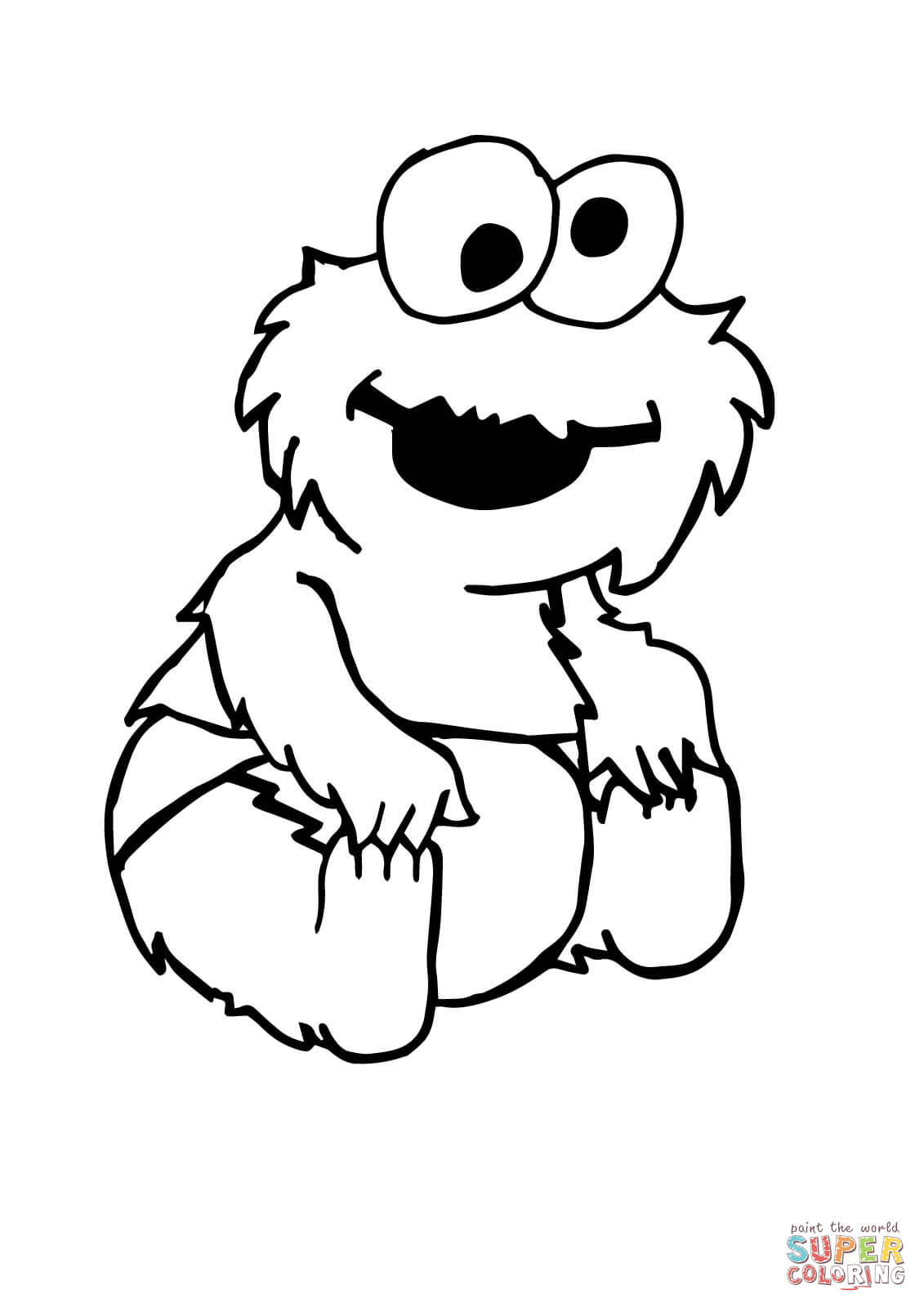 1131x1600 Baby Cookie Monster Drawing Baby Cookie Monster Sitting Coloring