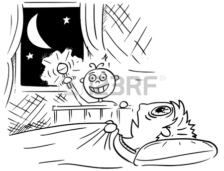 450x344 Hand Drawing Cartoon Vector Illustration Of Baby Not Sleeping