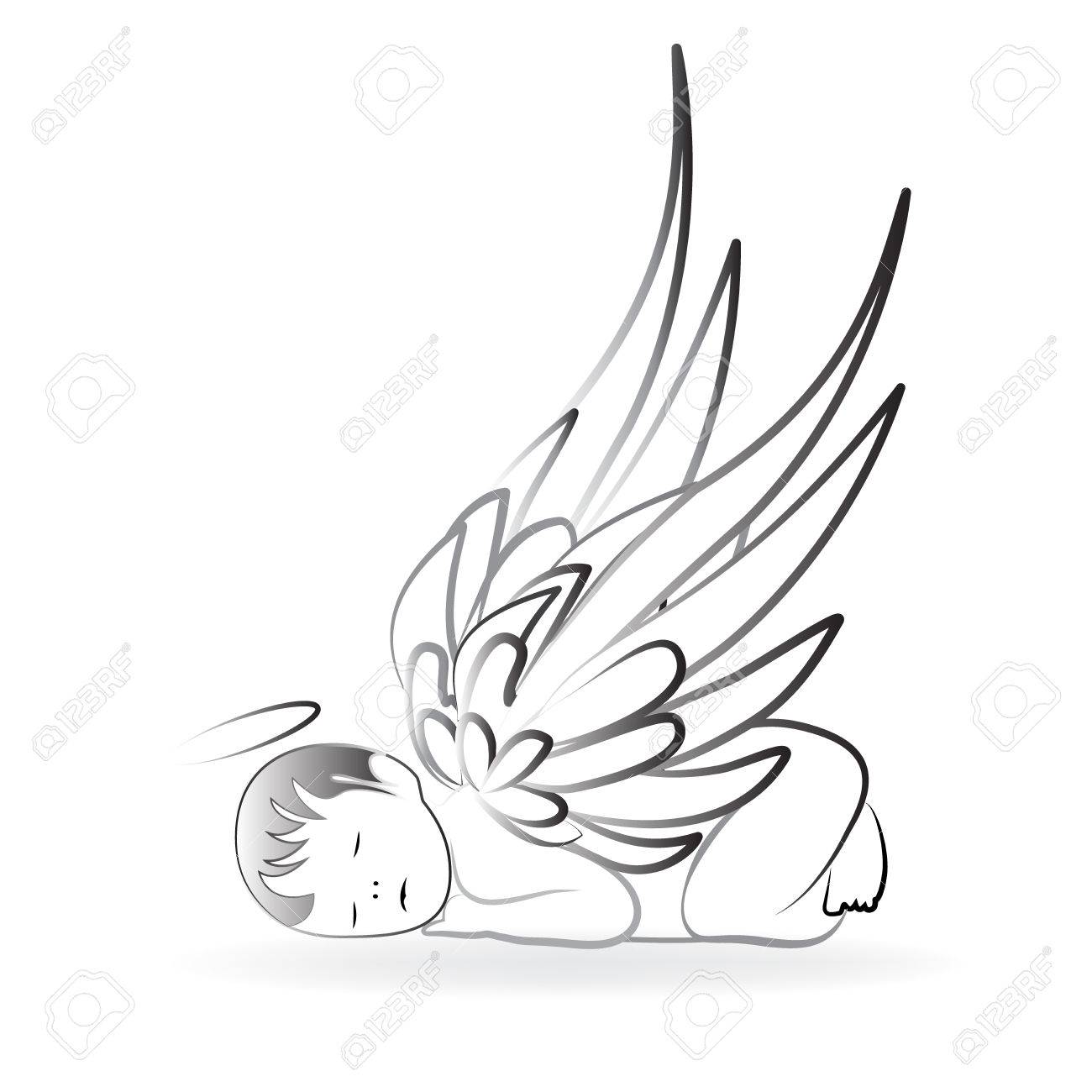 1300x1300 Baby Angel Sleeping Logo Art Vector Royalty Free Cliparts, Vectors