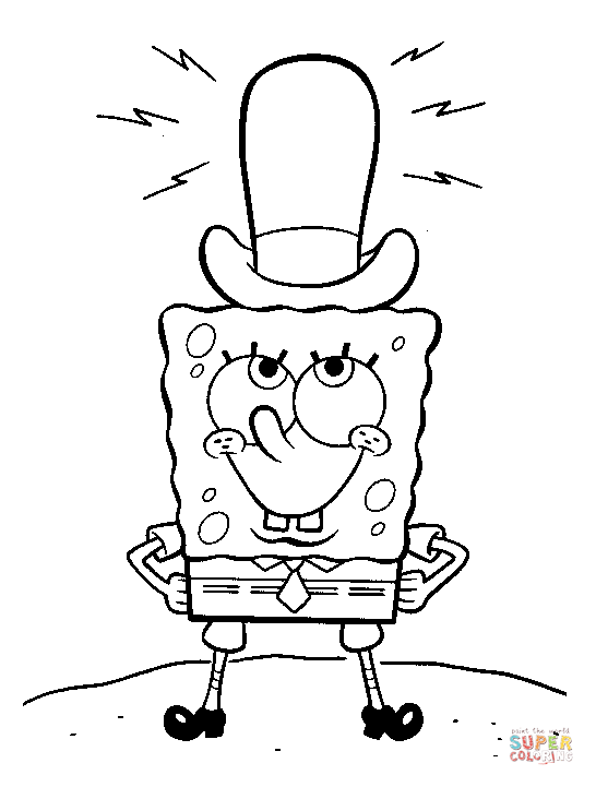 546x721 Spongebob In A Hat Coloring Page Free Printable Coloring Pages