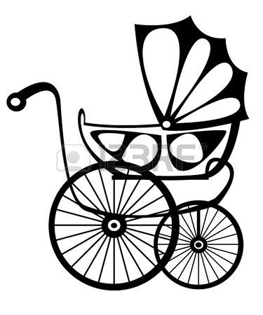 375x450 Baby Stroller Over White (Silhouette) Royalty Free Cliparts