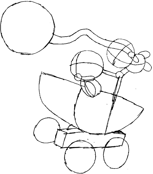 500x569 How To Draw Baby Mario And Luigi Team Riding Baby Stroller
