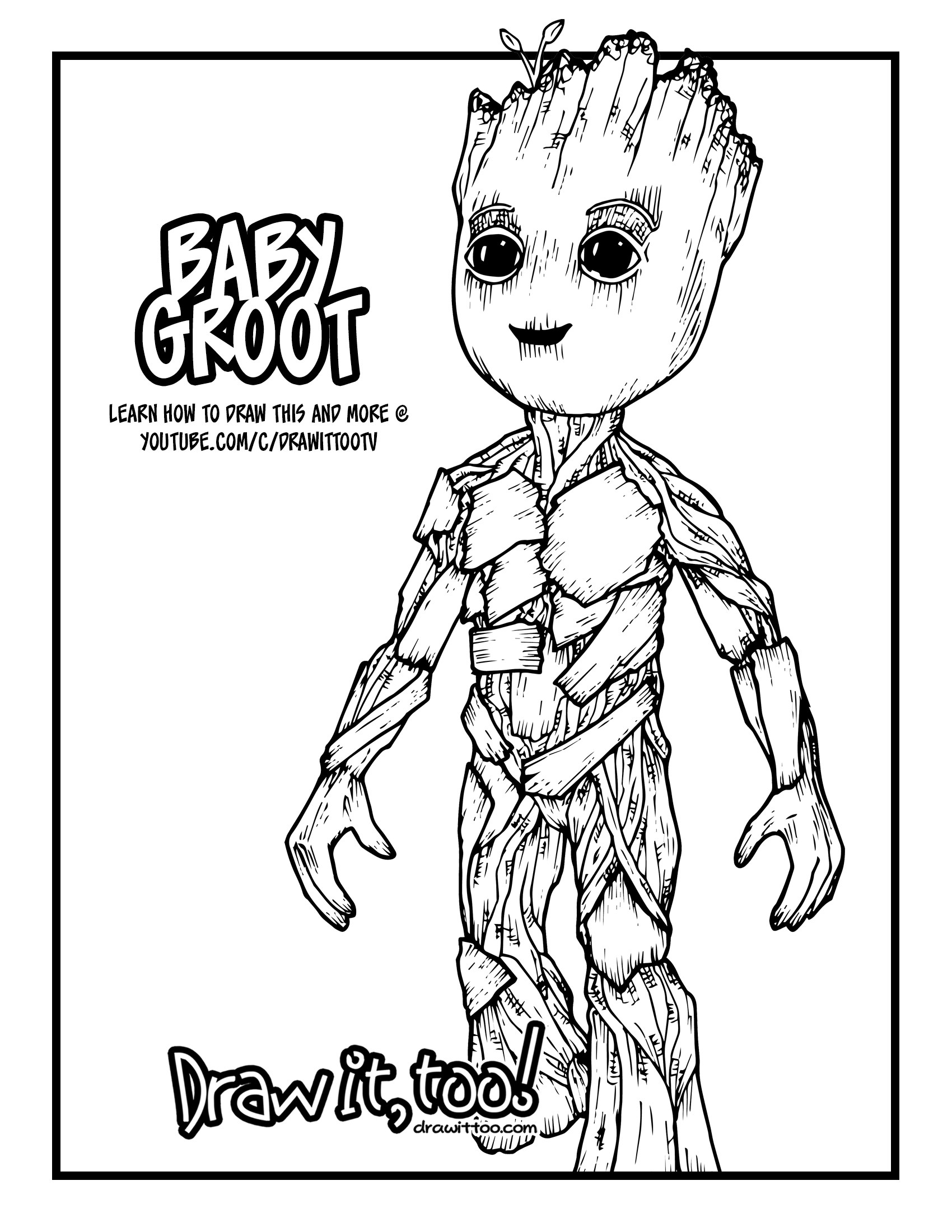 1700x2200 Baby Groot (Guardians Of The Galaxy Vol. 2) Drawing Tutorial
