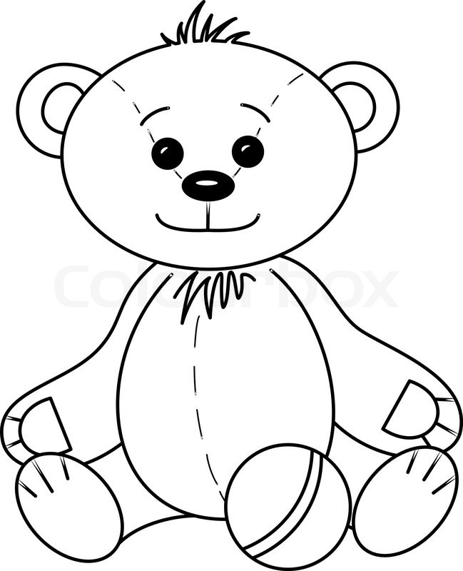 649x800 Toy Teddy Bear Baby Smiling, Happy Play With Ball, Contours