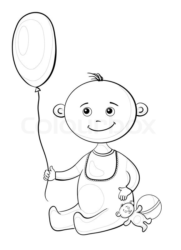 579x800 Baby With A Toys, Contours Stock Photo Colourbox