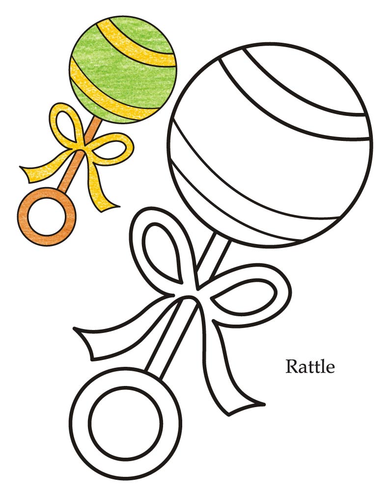 792x1008 Bottle Rattle Baby Coloring Page Baby Blocks Coloring Pages