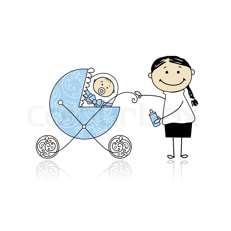800x800 Mother With Baby In Buggy Walking Stock Vector Colourbox