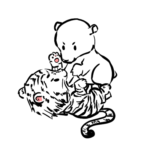 500x500 Baby Polar Bear And Baby Tiger By Marikots