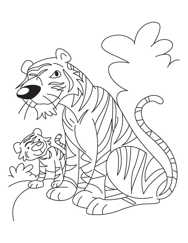 612x792 Mother Tiger And Baby Tiger Cub Coloring Page Download Free