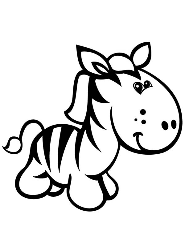 600x776 Cute Zebra Drawing Coloring Page