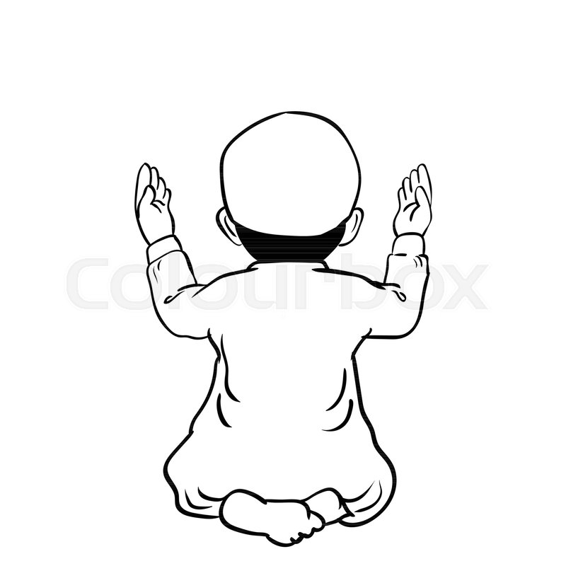 800x800 Hand Drawn Muslim Boy Have A Pray Time With Hands Up In The Air