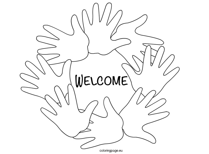 804x595 Welcome Hands Black And White Coloring Page