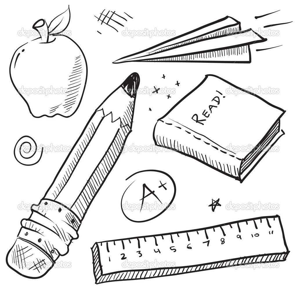 1024x1024 Back To School Coloring Pages Back To School Objects Sketch