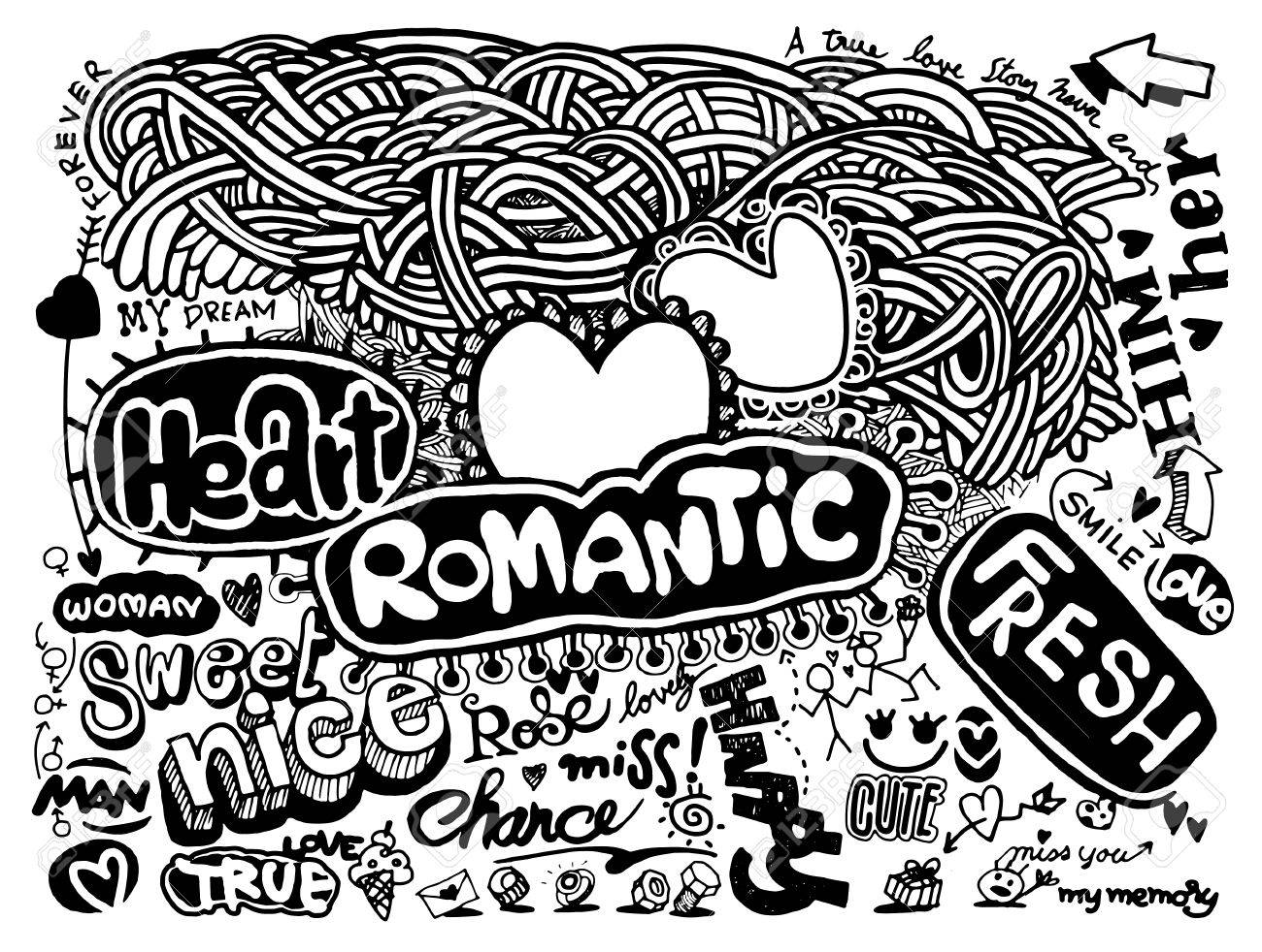 1300x982 Hipster Love Doodles Background,drawing Style.vector Illustration