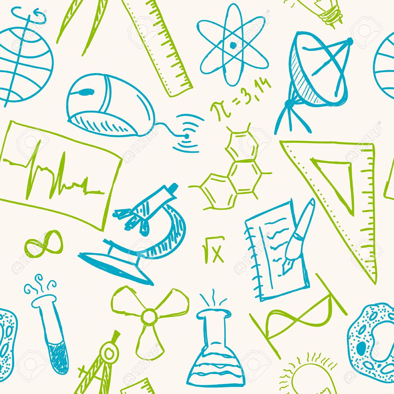 1300x1300 Science Drawings On Seamless Pattern