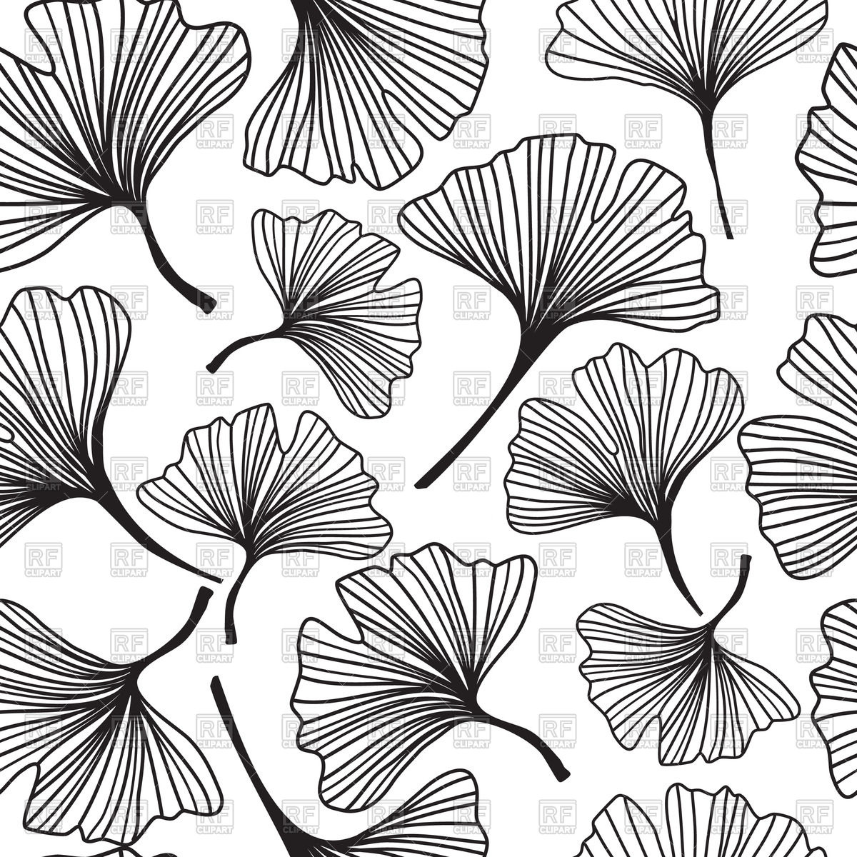 1200x1200 Seamless Floral Background With Sketch Of Ginkgo Biloba Royalty