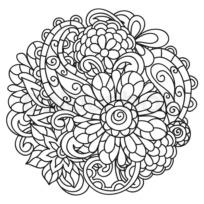 800x800 Background With Line Flowers For Adult Coloring Page Printing