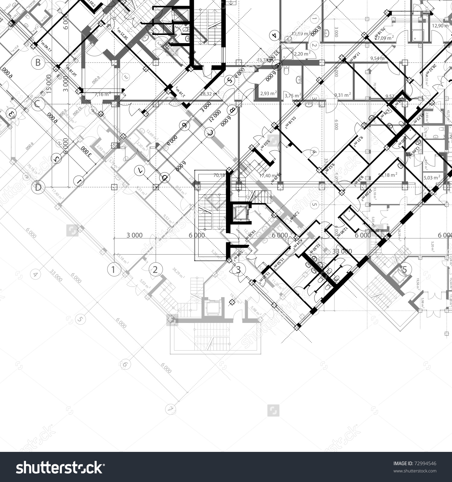 1500x1600 Architectural Drawing Background. Background Blue Drawing. Line