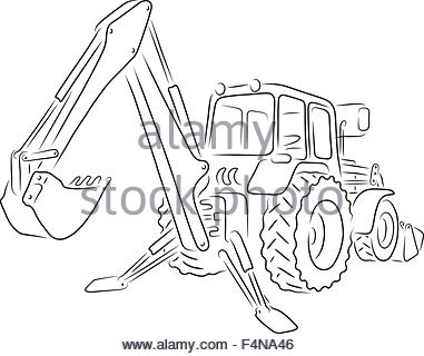 381x320 Drawn Excavator On White Background. Clip Art On White Backgrounde