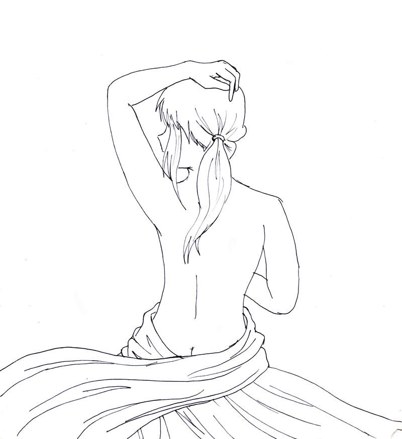 800x875 Girl Back Lineart By Himeko