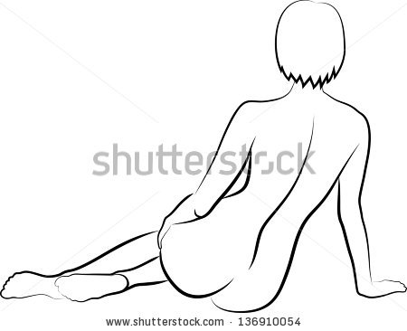 450x366 Sketch Of Naked Woman Sitting