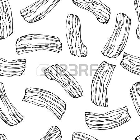450x450 Pork Bacon Seamless. Isolated On A White Background. Food Pattern